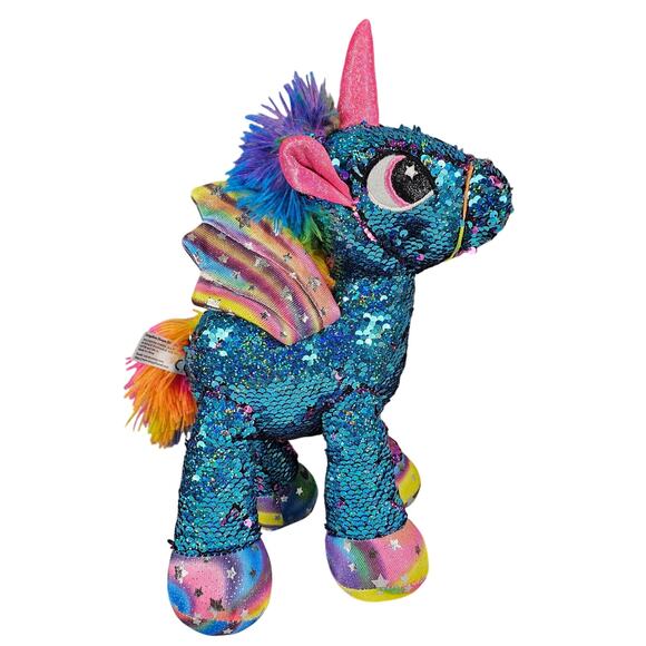 ATHOINSU SENSORY UNICORN PLUSH TOY DUAL COLOR SEQUIN SPARKLE 12" STUFFED ANIMAL - Picture 1 of 10